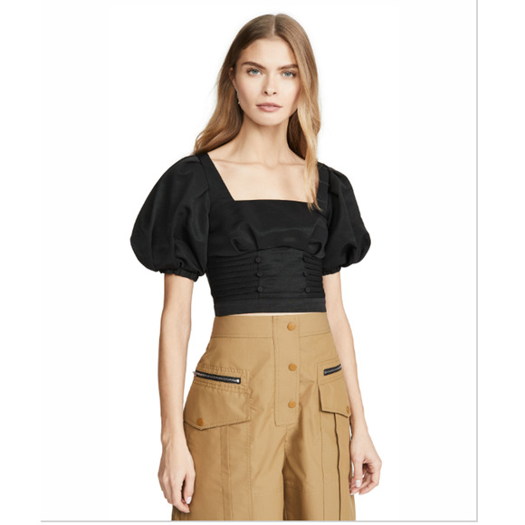 Self-Portrait Ottoman Square Neck Open Back Top Black Size 0 EUC - Picture 1 of 9